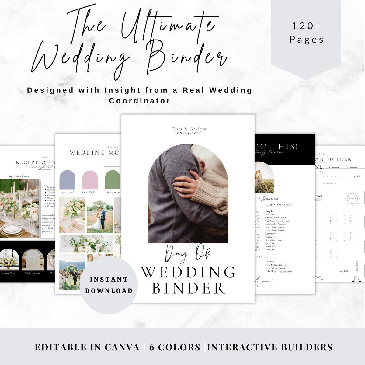 All Inclusive Day Of Wedding Binder | Editable Canva Template