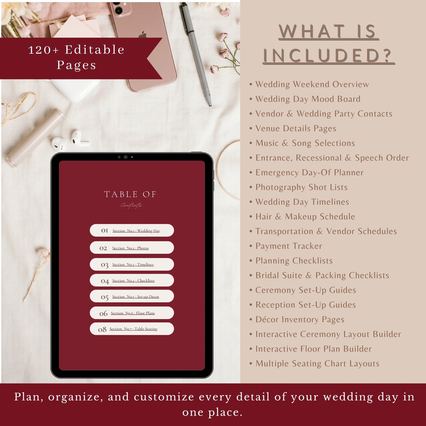 All Inclusive Day Of Wedding Binder | Editable Canva Template