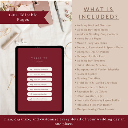 All Inclusive Day Of Wedding Binder | Editable Canva Template