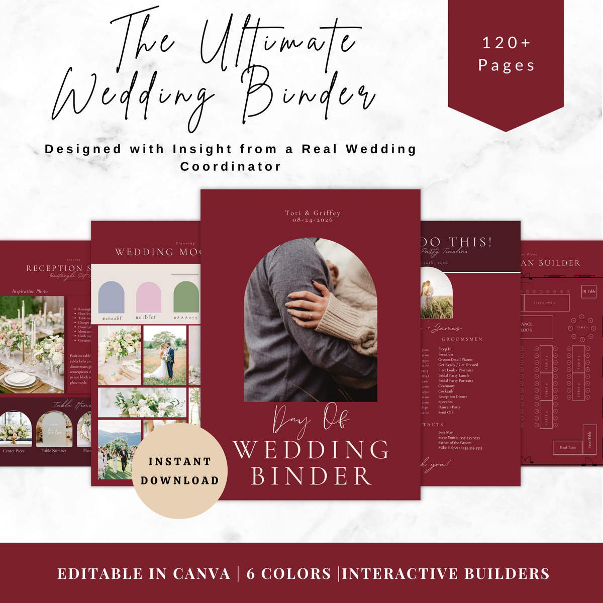 All Inclusive Day Of Wedding Binder | Editable Canva Template