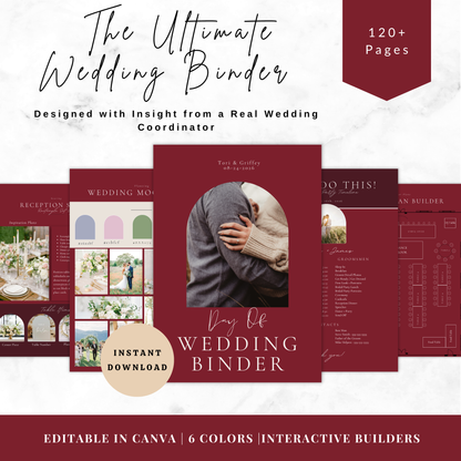 All Inclusive Day Of Wedding Binder | Editable Canva Template