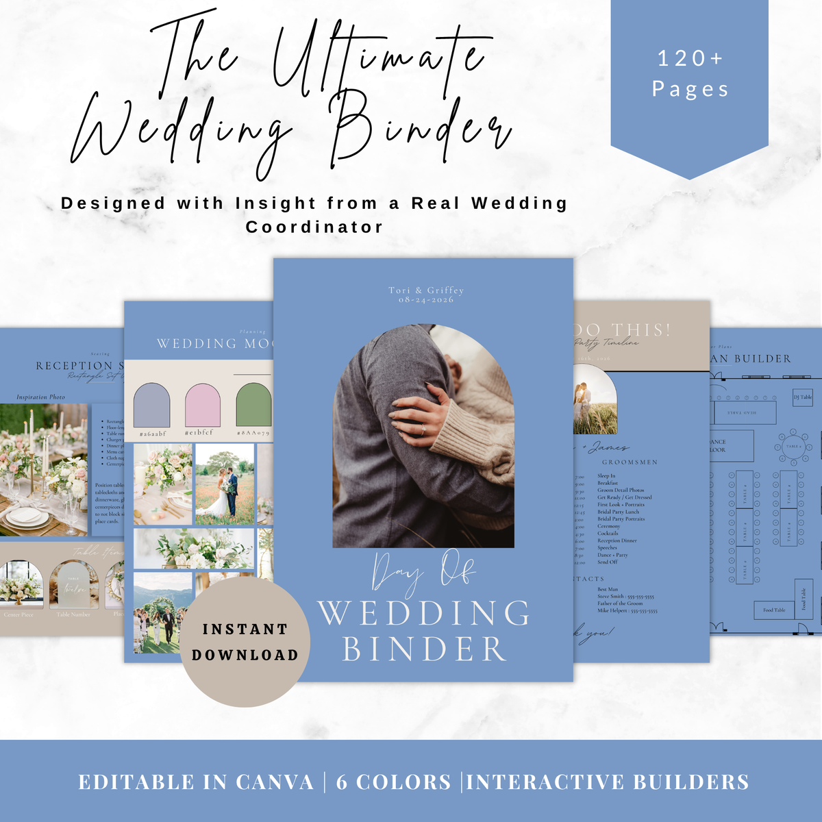 All Inclusive Day Of Wedding Binder | Editable Canva Template