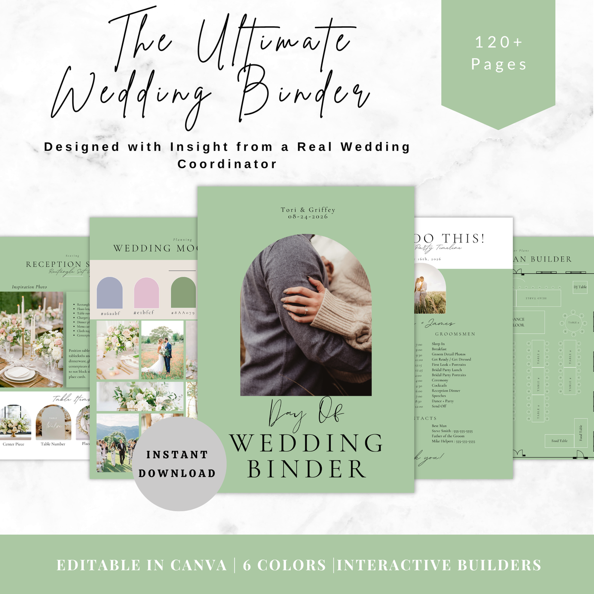 All Inclusive Day Of Wedding Binder | Editable Canva Template