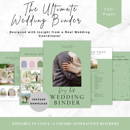 All Inclusive Day Of Wedding Binder | Editable Canva Template