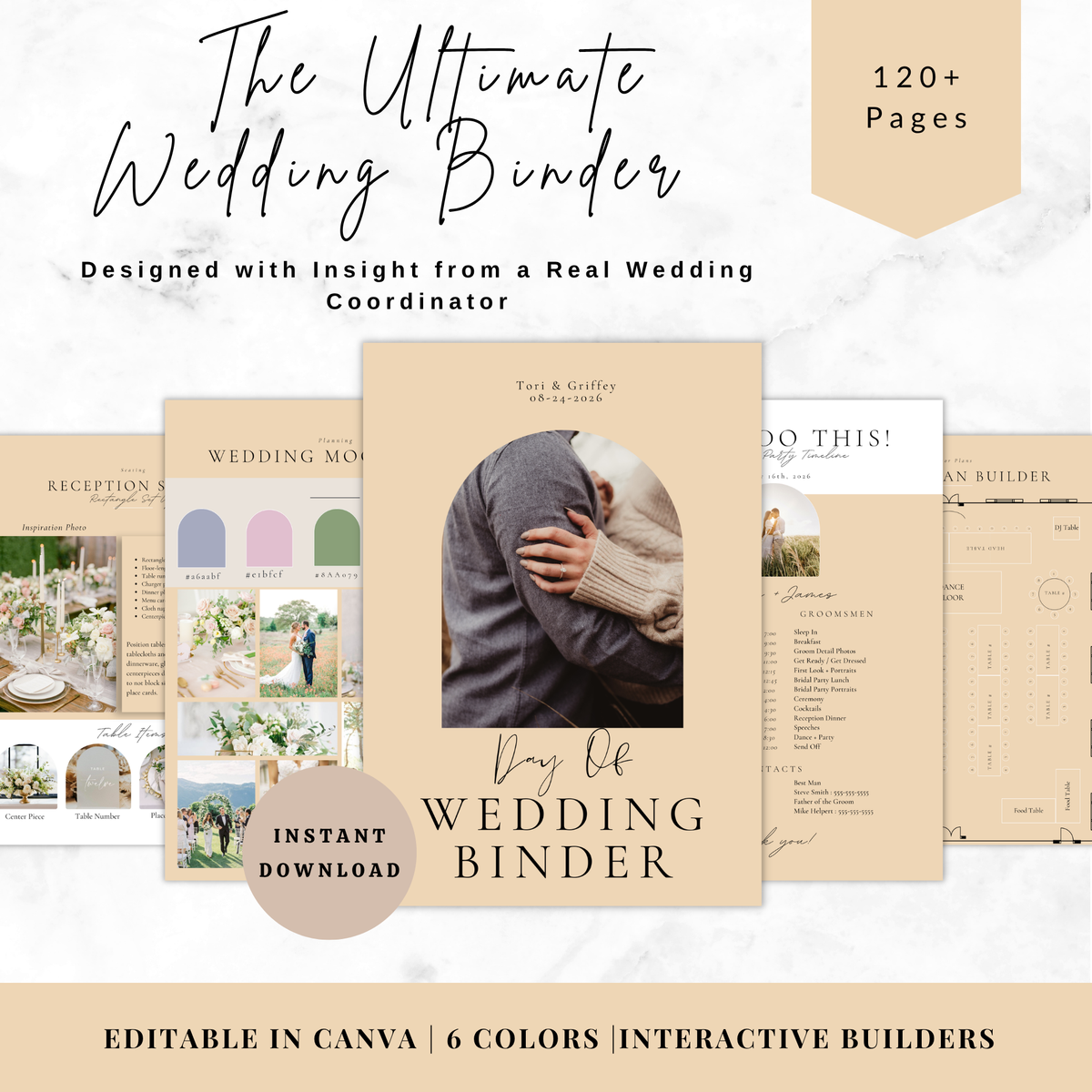 All Inclusive Day Of Wedding Binder | Editable Canva Template