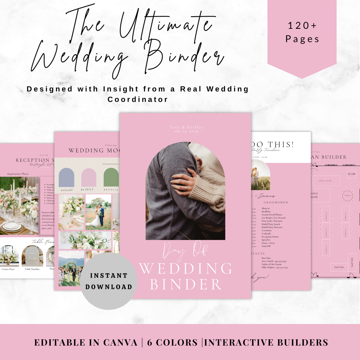 All Inclusive Day Of Wedding Binder | Editable Canva Template