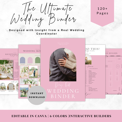 All Inclusive Day Of Wedding Binder | Editable Canva Template