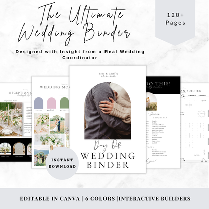 All Inclusive Day Of Wedding Binder | Editable Canva Template
