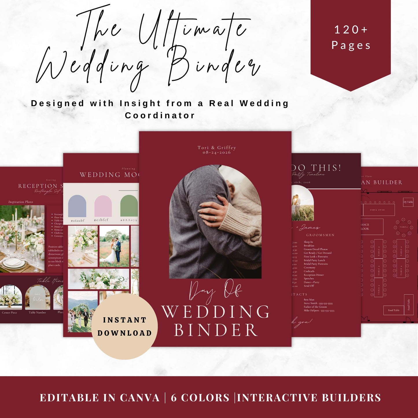 All Inclusive Day Of Wedding Binder | Editable Canva Template