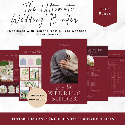 All Inclusive Day Of Wedding Binder | Editable Canva Template