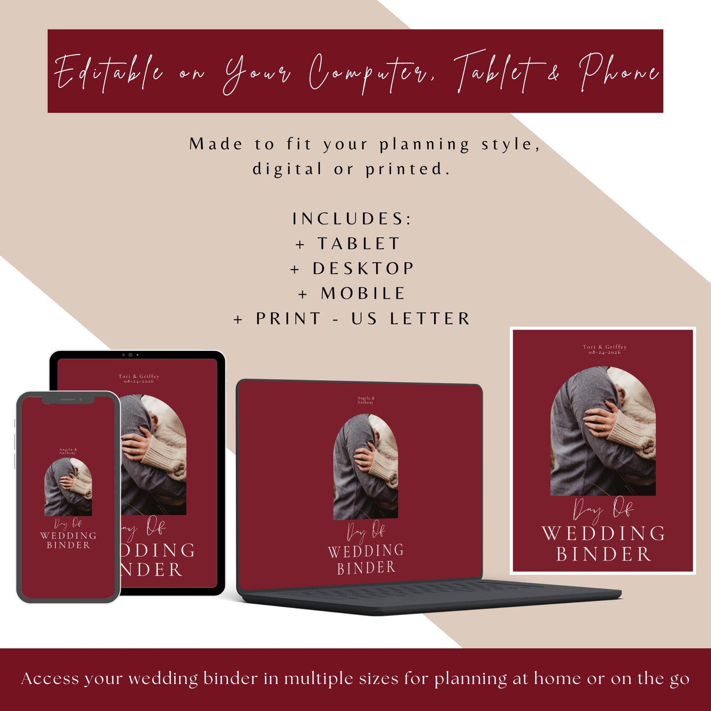 All Inclusive Day Of Wedding Binder | Editable Canva Template